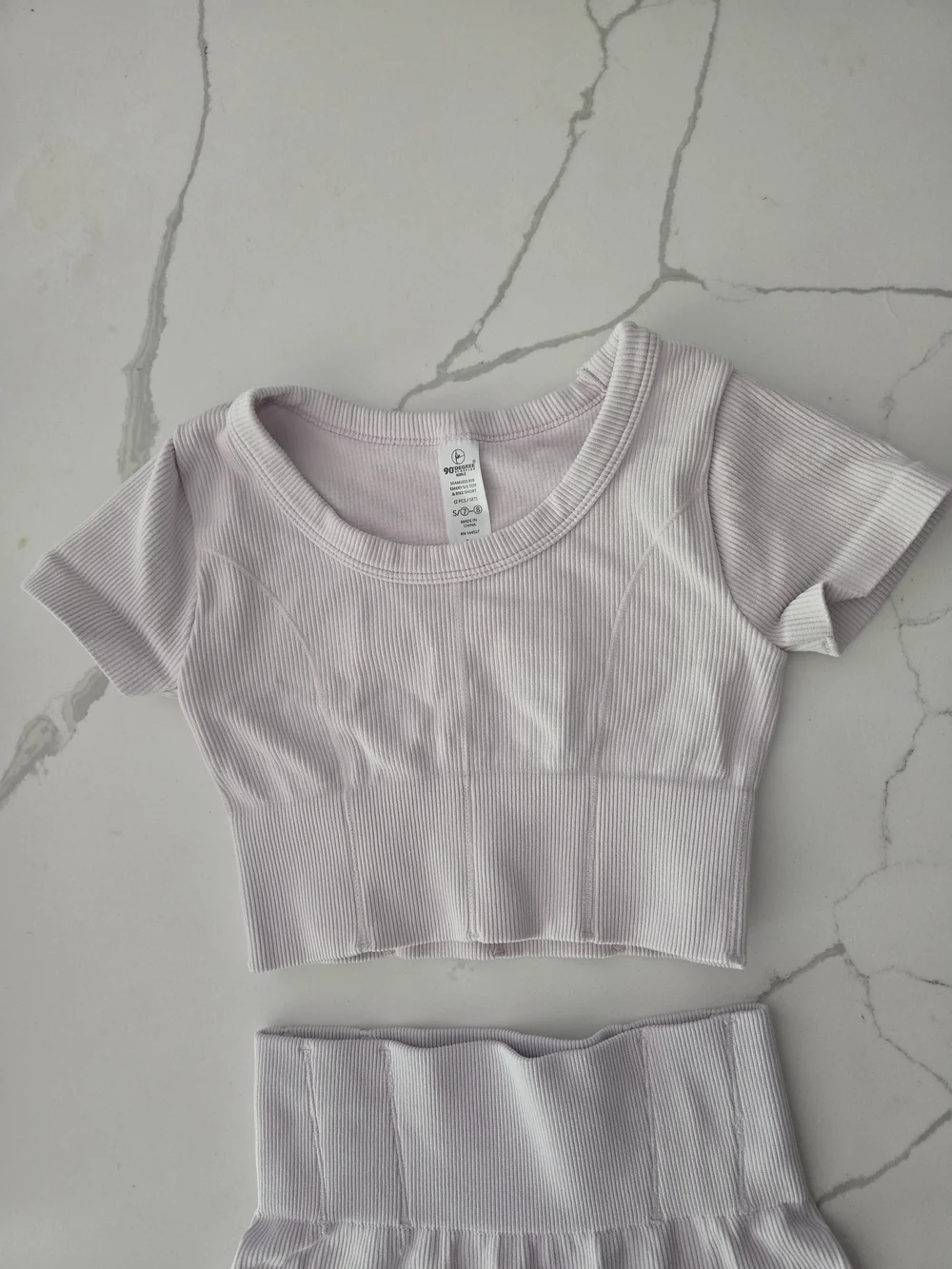 Kids Ribbed High-Waist Biker Shorts in Light Lavender
